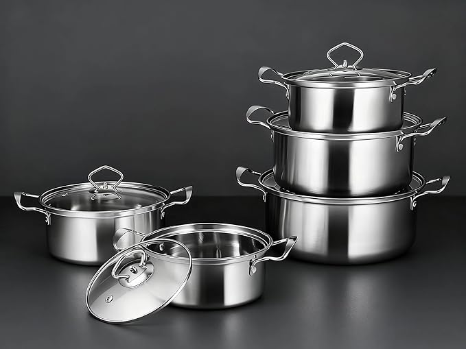 Stainless steel cookware set non stick pan set skillet stew pot Home Kitchen Item For party Festival Gift Item 15 Piece