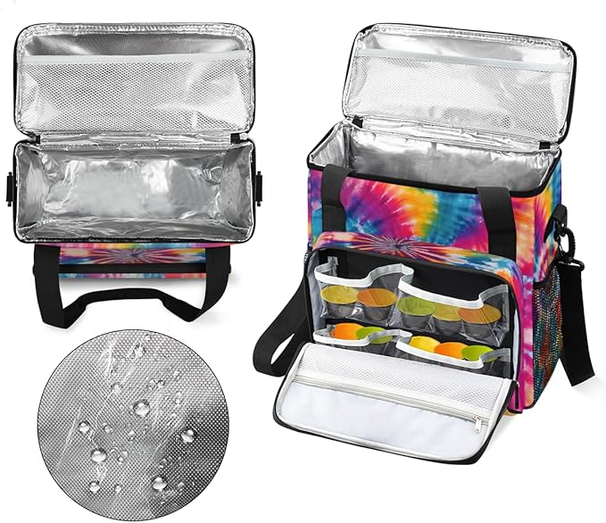 Tie Dyeing Coffee Maker Carrying Bag Light Blue Pink Travel Storage Bag Compatible with K-Mini or K-Mini Plus Single Serve Coffee Brewer Carrying Case with Multiple Pockets &amp Shoulder Strap