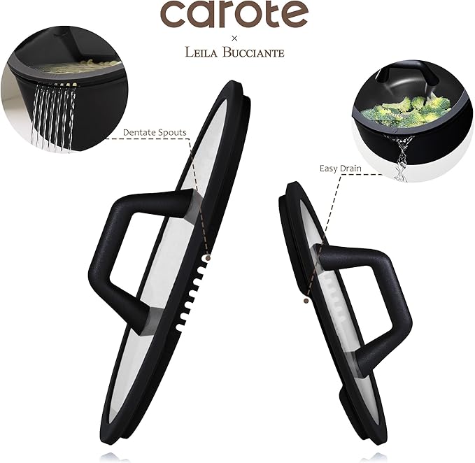 CAROTE 28PCS Pots and Pans Set Nonstick Cookware Set Kitchen Non Stick Induction Titanium Cookware Non-toxic Granite Cooking set PFOA Free Black