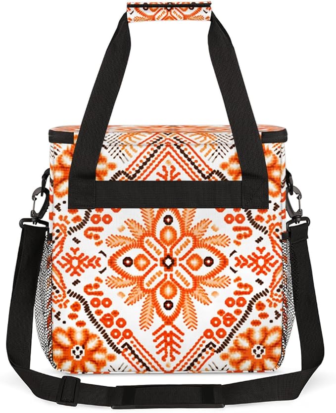 Botanic Flower Coffee Maker Carrying Bag Rich Damask Travel Storage Bag Compatible with K-Mini or K-Mini Plus Single Serve Coffee Brewer Carrying Case with Multiple Pockets &amp Shoulder Strap