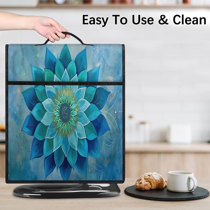 cfpolar Kitchen Aid Mixer Cover Compatible with 6-8 Quarts Turquoise Flowers Stand Mixer Cover Kitchen Aid Mixers Accessories Appliance Organizer Bag Dust Covers with Zipper Pocket