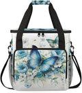 Flowers Butterfly Coffee Maker Carrying Bag Retro Butterfly Travel Storage Bag Compatible with K-Mini or K-Mini Plus Single Serve Coffee Brewer Carrying Case with Multiple Pockets &amp Shoulder Str