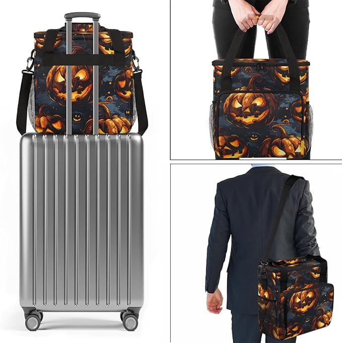 Abstract Pumpkin Coffee Maker Carrying Bag Magical Pumpkin Travel Storage Bag Compatible with K-Mini or K-Mini Plus Single Serve Coffee Brewer Carrying Case with Multiple Pockets &amp Shoulder Stra