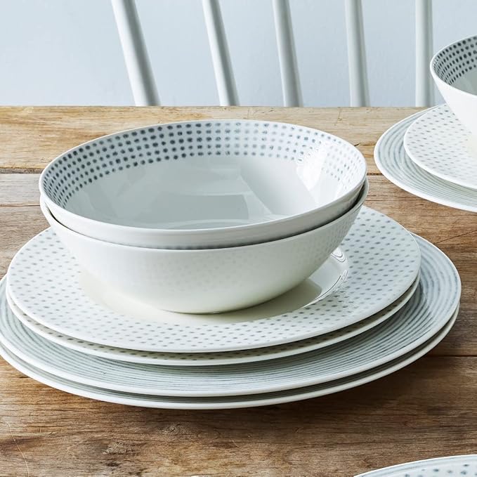 Noritake Grey Hammock 12-Piece Rim Dinnerware Set Service for 4