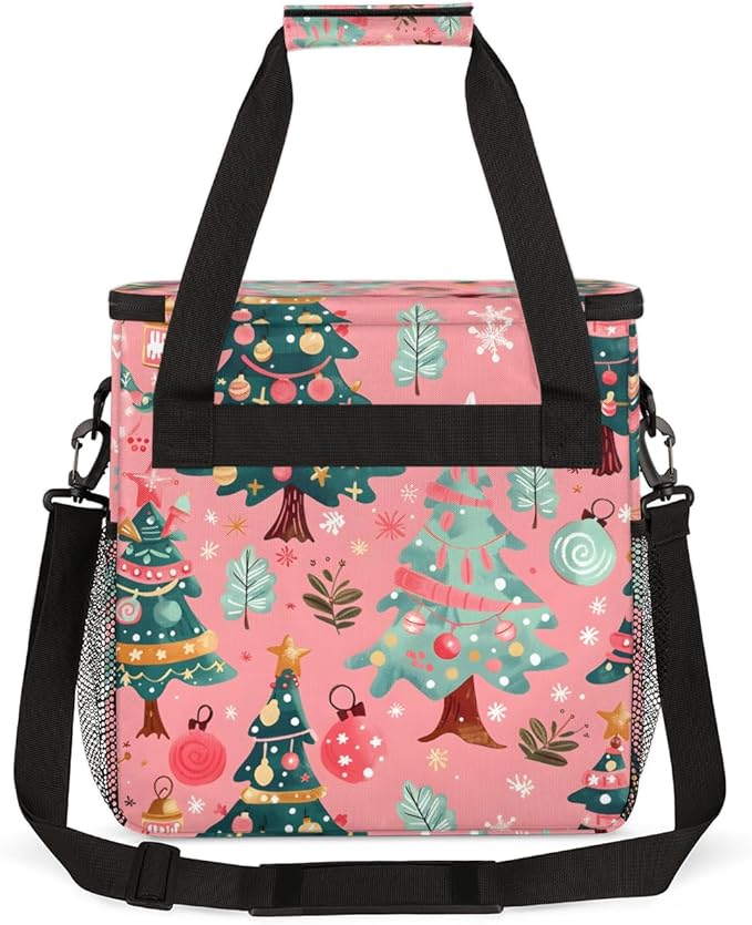 Cartoon Tree Coffee Maker Carrying Bag Christmas Festivals Travel Storage Bag Compatible with K-Mini or K-Mini Plus Single Serve Coffee Brewer Carrying Case with Multiple Pockets &amp Shoulder Stra