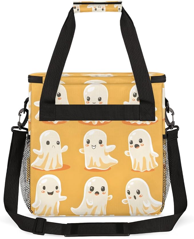 Cute Spooky Ghosts Coffee Maker Carrying Bag Portable Travel Storage Tote Bag Compatible with K-Mini or K-Mini Plus Single Serve Coffee Brewer Carrying Case with Multiple Pockets &amp Shoulder Stra