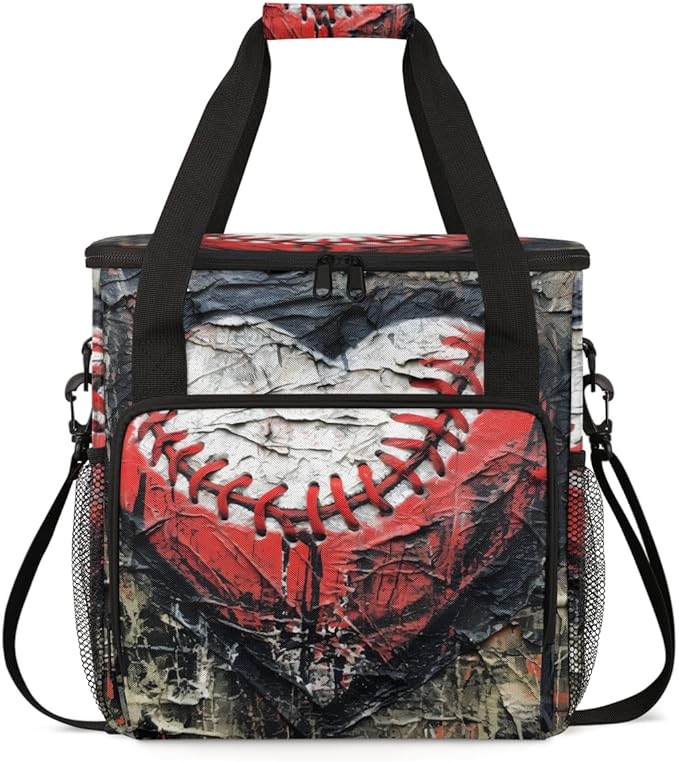 Heart Baseball Coffee Maker Carrying Bag Cute Baseball Travel Storage Bag Compatible with K-Mini or K-Mini Plus Single Serve Coffee Brewer Carrying Case with Multiple Pockets &amp Shoulder Strap
