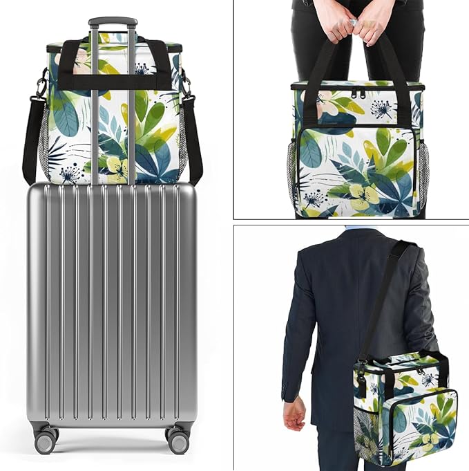Lush Flowers Coffee Maker Carrying Bag Portable Travel Storage Tote Bag Compatible with K-Mini or K-Mini Plus Single Serve Coffee Brewer Carrying Case with Multiple Pockets &amp Shoulder Strap