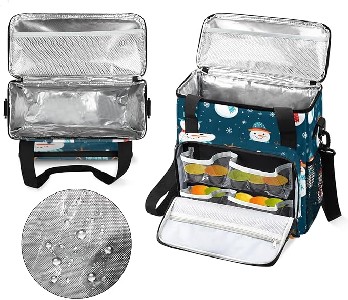 Watercolor Snowman Coffee Maker Carrying Bag Glitter Snowman Travel Storage Bag Compatible with K-Mini or K-Mini Plus Single Serve Coffee Brewer Carrying Case with Multiple Pockets &amp Shoulder St