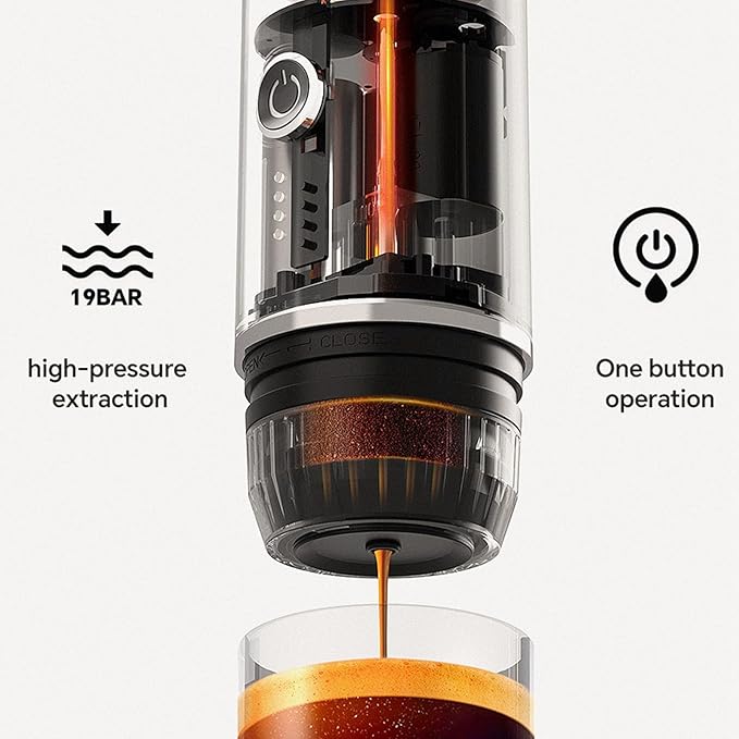 Portable Electric Espresso Machine Self-Heating Automatic Extraction 80ml Mini Coffee Maker for Camping/Travel/RV/Hiking/OfficeUSB-C &amp Car Charger(Black)(Black)