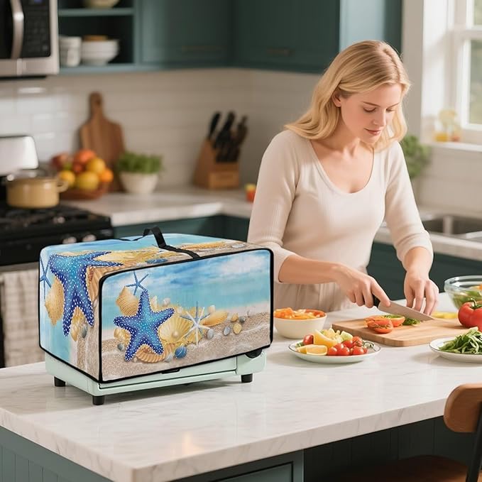 Toaster Oven Cover with Storage Pockets Fits Machines Up to 18.5x14.5x9 Convection Toaster Oven Covers for Family Kitchen Essential Starfish