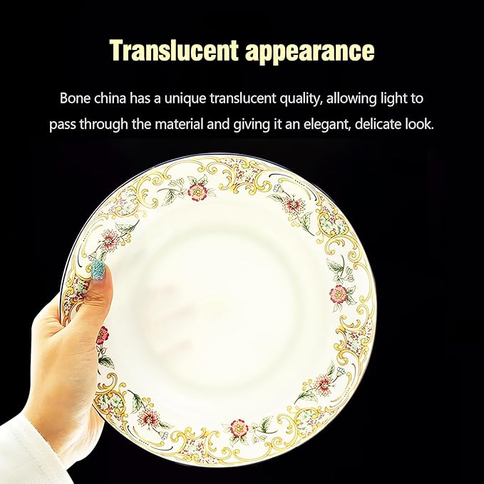 ACMLIFE Bone China Dinnerware Set for 8 24 Piece Lightweight Gold-painted Bone China Dinnerware Set Mix and Match Two Dinnerware Set