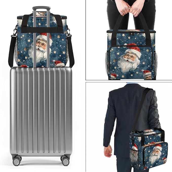 Mystical Santa Claus Coffee Maker Carrying Bag Bright Santa Claus Travel Storage Bag Compatible with K-Mini or K-Mini Plus Single Serve Coffee Brewer Carrying Case with Pockets &amp Shoulder Strap