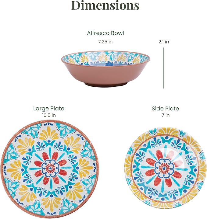 Larder &amp Vine 12-Piece Melamine Dinnerware Set: Durable Lightweight Break-Resistant Plates &amp Bowls – Stylish Non-Toxic Dishwasher Safe – Ideal for Everyday Use Indoor &amp Outdoor Dining