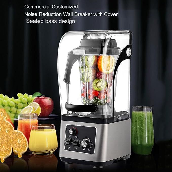Smoothie Maker Blender with Soundproof Cover Silent 1800W 2.5/4.5L Multifunctional Soy Milk BlenderBlack-2.5L