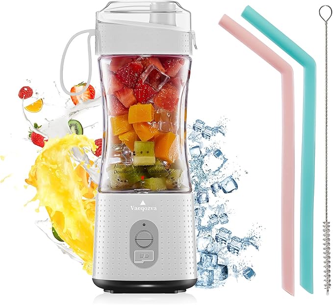 Vaeqozva Portable Blender USB Rechargeable Personal Mixer Fruit Mini Blender for Smoothie Fruit Juice Protein Shake Milk Shakes