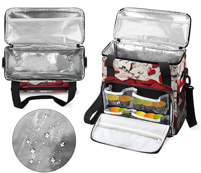 Heart Jigsaw Coffee Maker Carrying Bag Portable Travel Storage Tote Bag Compatible with K-Mini or K-Mini Plus Single Serve Coffee Brewer Carrying Case with Multiple Pockets &amp Shoulder Strap