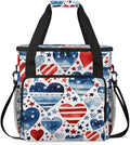 Patriotic Hearts 4th of July Coffee Maker Carrying Bag Travel Storage Bag Compatible with K-Mini or K-Mini Plus Single Serve Coffee Brewer Carrying Case with Multiple Pockets &amp Shoulder Strap