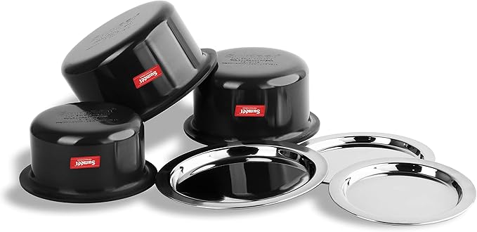 Sumeet Aluminium Anodized Tope Set 1.8 2.3 2.9 Liters 3 Piece (Black)
