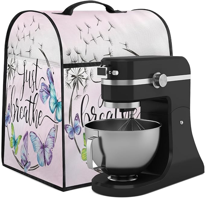cfpolar Kitchen Aid Mixer Cover Compatible with 6-8 Quarts Flower Floral Butterfly Stand Mixer Cover Kitchen Aid Mixers Accessories Appliance Organizer Bag Dust Covers with Zipper Pocket