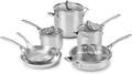 Calphalon 5-Ply Stainless Steel Cookware Set 10 Piece Includes Frying Pans Pots and Pans Set Induction Oven Safe 500F Silver