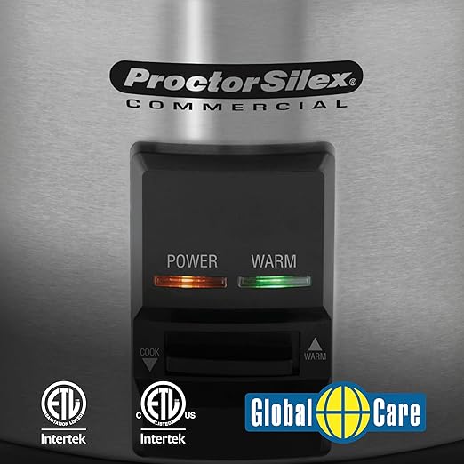Proctor Silex Commercial 37540 Rice Cooker/Warmer 40 Cups Cooked Rice Capacity Nonstick Inner Pot Hinged Lid Stainless Steel Housing Conforms to NSF