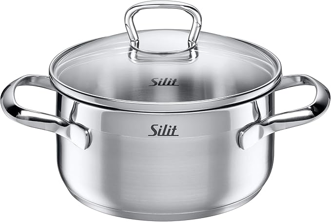 Silit 2109273608 Toskana Glass Lid Pot Set Silver 4-Piece