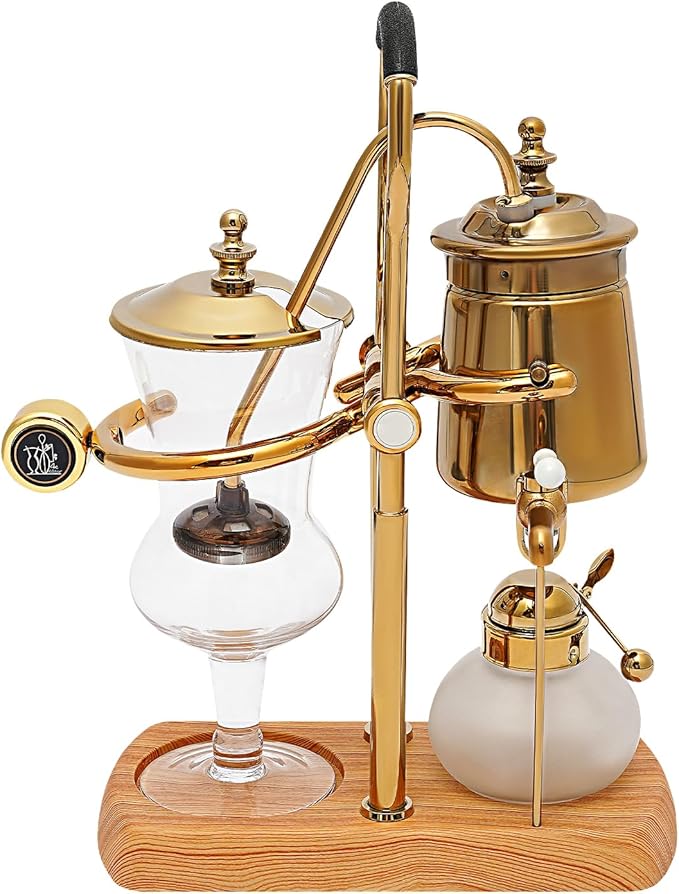 LOYALHEARTDY Belgian Luxury Syphon Coffee Maker Retro Royal Family Balance Siphon Coffee Machine Siphon Brewer Gold