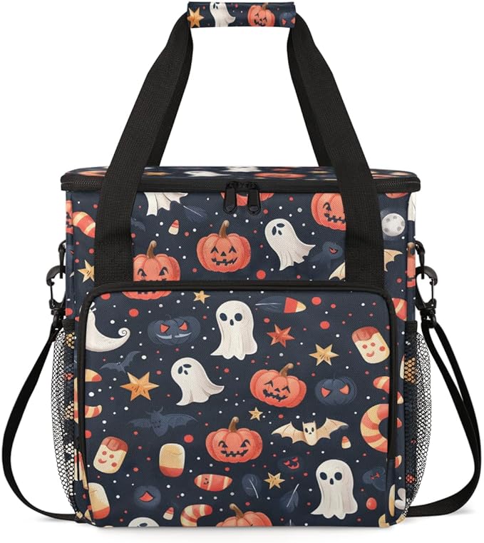 Watercolor Pumpkin Coffee Maker Carrying Bag Colorful Pumpkin Travel Storage Bag Compatible with K-Mini or K-Mini Plus Single Serve Coffee Brewer Carrying Case with Multiple Pockets &amp Shoulder S