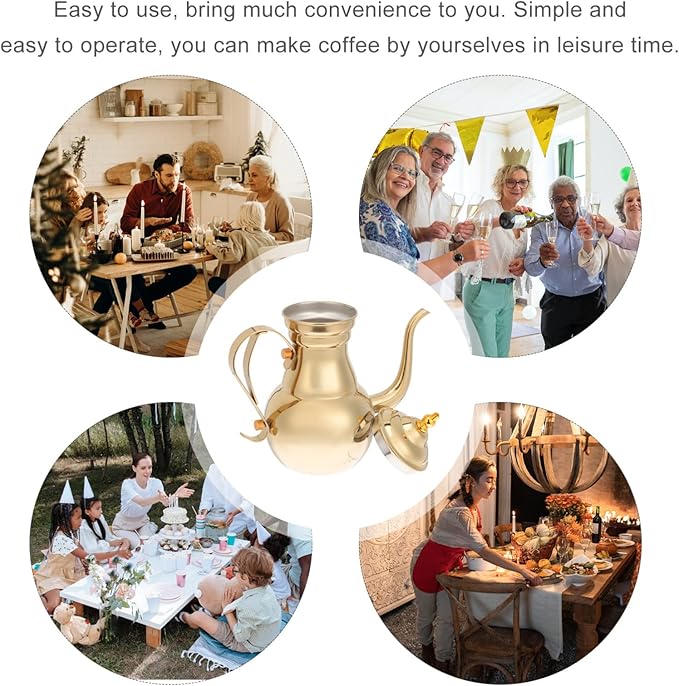 DOITOOL Turkish Coffee Maker Stainless Steel Golden 1 Count