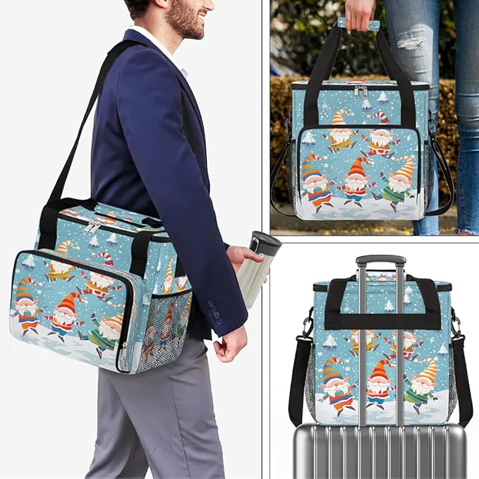 Christmas (709) Coffee Maker Carring Bag Travel Carrying Storage Tote Bag Compatible with Keurig K-Mini or K-Mini Plus Portable Single Serve Coffee Brewer Case with Pockets for K-cup Pods