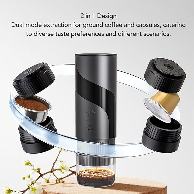 Handheld Coffee Machine Dual Mode Extraction High Pressure Performance for Outdoor Camping People Red