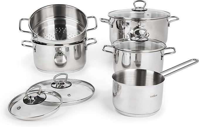 Excelsa EveryDay Cookware Set 9 Pieces Stainless Steel 18/10