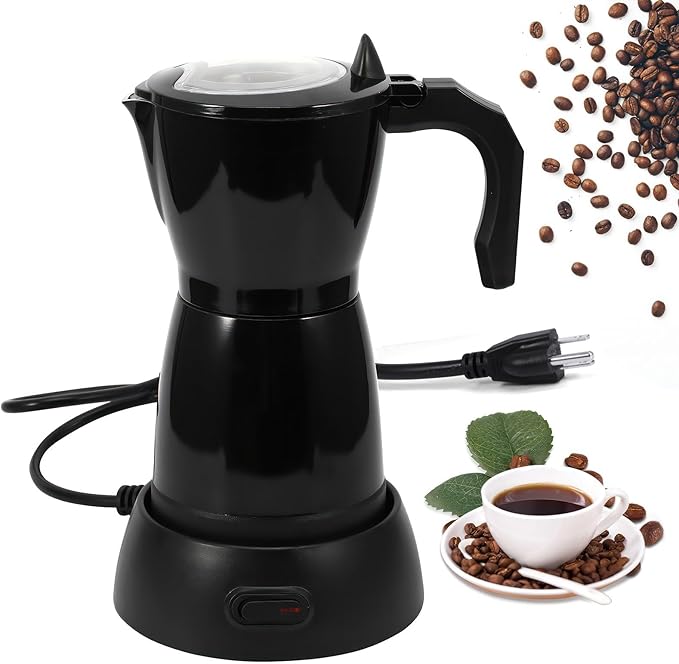 SHANGSKY Coffee Pot Electric Moka Pot 6 Cup Espresso Coffee Maker Cafeteras Electricas Italian Coffee Maker Espresso Makers Portable Aluminum Electric Mocha Pot Coffee Machine Moka Maker