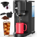 COWSAR Single Serve Coffee Maker 2 in 1 Coffee Brewer for K-CUP Pod &amp Ground Coffee 6-14 Oz Adjustable Brew Sizes 14Oz Water Reservoir Self-cleaning Compact Coffee Machine for Home Office Trav