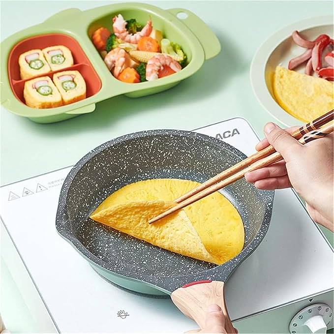 cookware set Non Stick Frying Pan With Wooden Handle Cooking Pot Set Breakfast Crepe Maker Cookware Saucepanpink 16cm Milk(Green 16cm milk pot)