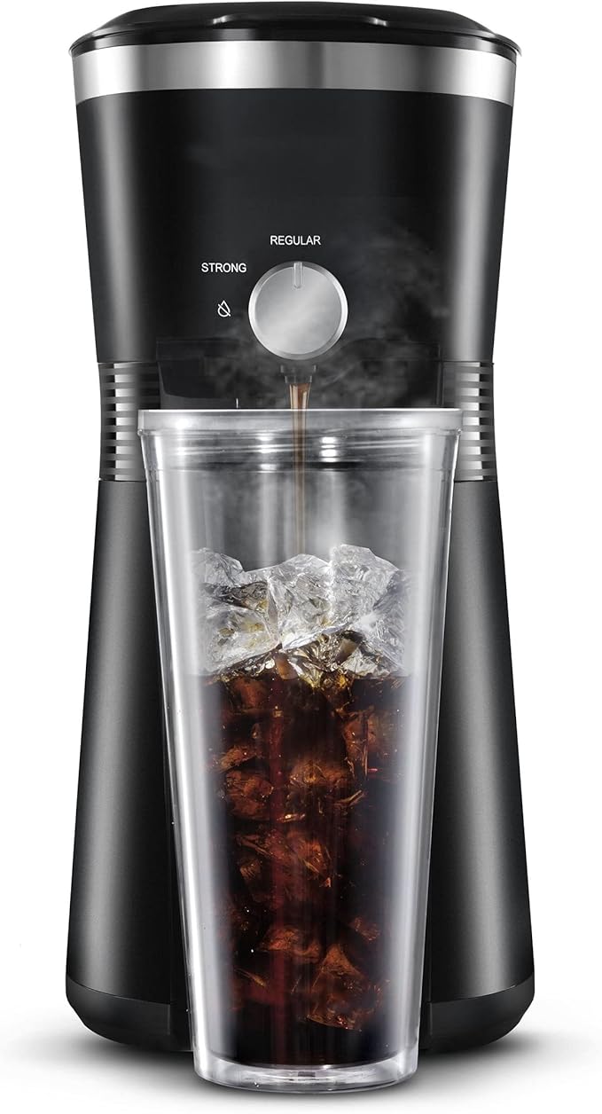 Iced Coffee Maker with 25 fl oz. Reusable Tumbler Black
