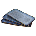 Ceramic Dinner Plates Dish SetSet of 4 for Lunch snacks - Microwave Oven &amp Dishwasher SafeScratch Resistant Dinnerware Kitchen Porcelain Serving DishesBlue 12.4 Inch Rectangle plate