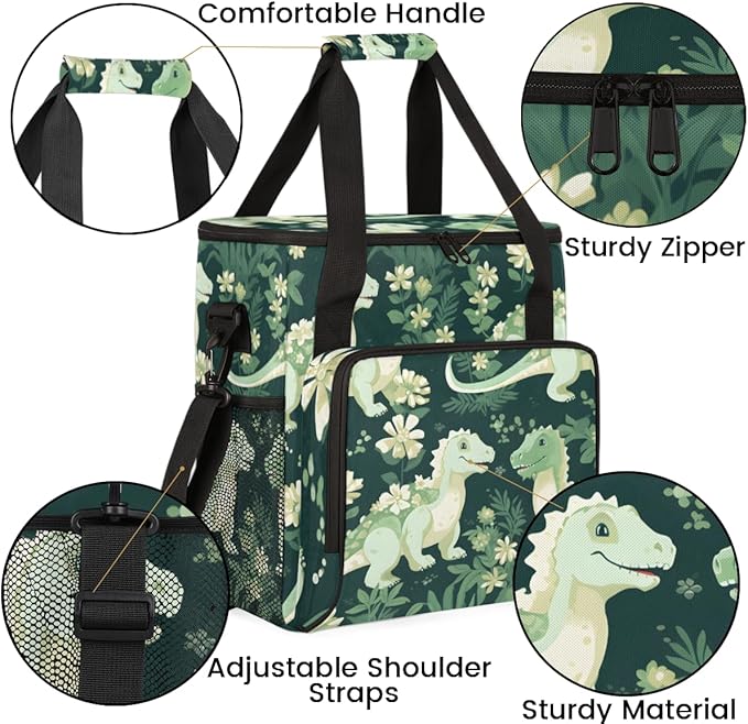 Cute Dinosaur Coffee Maker Carrying Bag Cartoon Dinosaur Travel Storage Bag Compatible with K-Mini or K-Mini Plus Single Serve Coffee Brewer Carrying Case with Multiple Pockets &amp Shoulder Strap