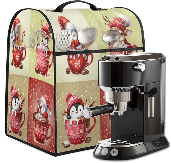 Kitchen Aid Mixer Cover Christmas Snowman Deer Stand Mixer Cover Compatible with 6-8 Quarts Stand Mixers Dust Covers with Zipper Pocket Foldable Washable Kitchen Aid Organizer Bag