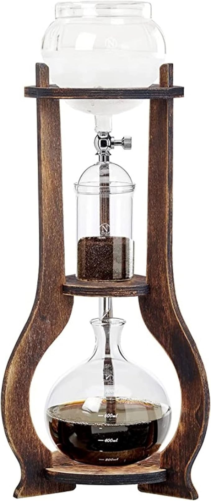 LOYALHEARTDY Cold Brew Coffee Maker Vintage Manual Ice Coffee Makers Cold Brew Machine with Slow Drip Technology 6-8 Cups 20 Oz Cold Drip Coffee Maker for Home Coffee Shops -20 to 300°C Brown
