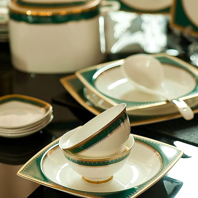 Dinnerware Set Dinner Party Tableware Service Set Square Stoneware Dinnerware Set 58 Pieces Bone China Porcelain Dinnerware Set