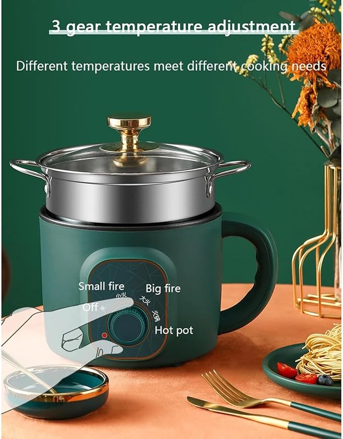 GRFIT Electric Cooking Machine 1.7L Rice Cooker Mini Soup Pot Food Steamer Multi-function Wok Hot Pot Porridge Maker (Color : Green Smart) jinyi2016SHOP-1998