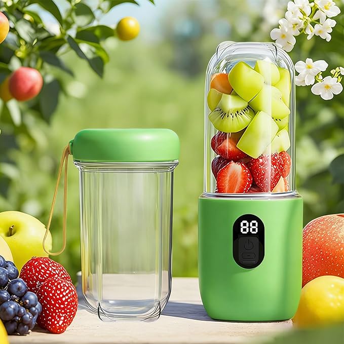 Haofy Portable Blender 500ml 20800RPM Light Green USB Rechargeable Cordless Personal Blender Mini Juicer with Stainless Steel Cutter for Home Travel Office Kitchen