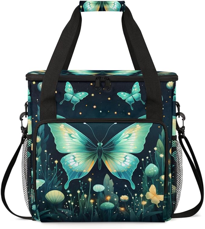 Gothic Butterfly Coffee Maker Carrying Bag Cute Butterfly Travel Storage Bag Compatible with K-Mini or K-Mini Plus Single Serve Coffee Brewer Carrying Case with Multiple Pockets &amp Shoulder Strap