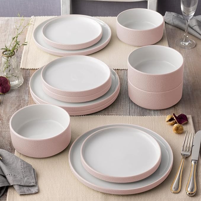 Noritake ColorTex Stone Blush 12-Piece Dinnerware Set Service for 4