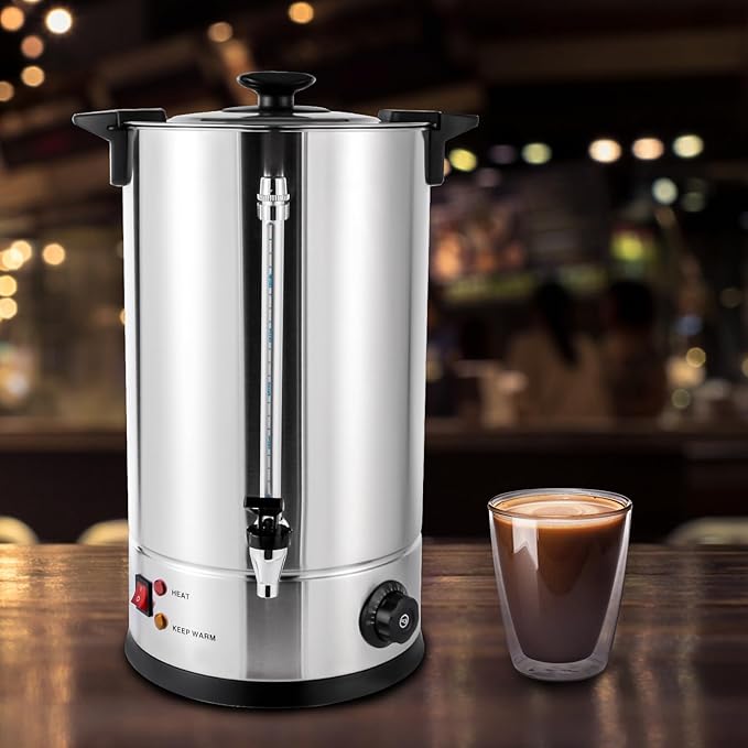Commercial Coffee Maker Premium Coffee Machine Large Stainless Steel Catering Hot Water Boiler Tea Urn Double Wall Coffee Percolator for Events Offices Parties Catering Gathering
