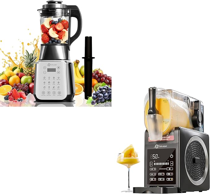ASH01-S Pro Professional 59OZ Countertop Blender for Smoothies + ASSM-01 Slushie Machine Pro - 85oz Large Capacity 5 Preset Modes + Rinse + Night Mode with Smart Temperature Control