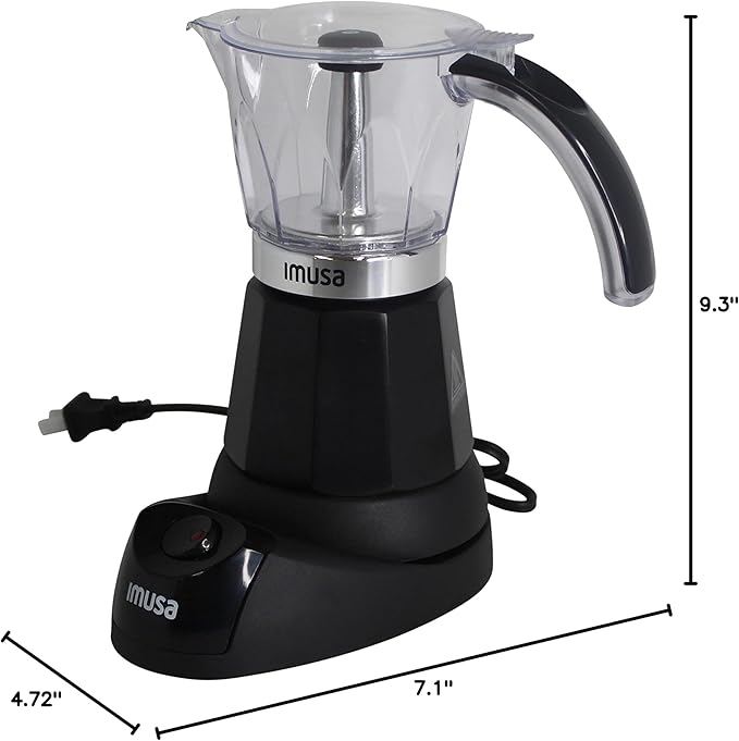 IMUSA 6 or 3 Cup Electric Espresso Maker Black Coffee Machine for Cuban Coffee Moka and Espresso Drinks
