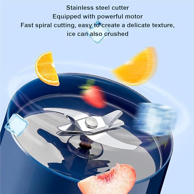 Mini handheld blender direct squeeze juicing no strainer required with double lids and a single cup blending cup is dishwasher safe(Blue)